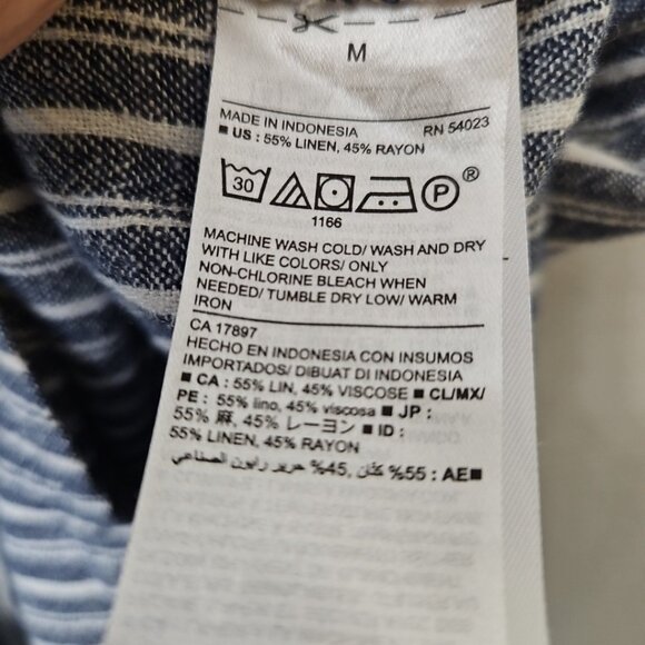 Womens Sz Med Old Navy Stripe Linen Blend Romper Shorts Vacation Nautical Beach - Picture 6 of 8